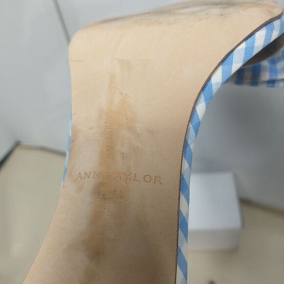 Ann Taylor Woman's SZ 11M Blue White Kingsley Gingham Bow Sandals. - Picture 8 of 11